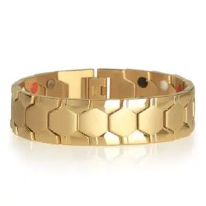 남성 스틸 건강팔찌-골드OC kIv4+7tUk