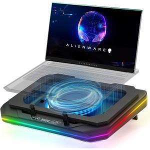 [미국배송] DELL ALIENWARE M17 M16 X15 X17 X16 X14 면적-51M 14-17인치 게이밍 노트북용 쿨링 패드 강력한 터보 팬 6개의 RGB 라이트 모드 터치 스타트