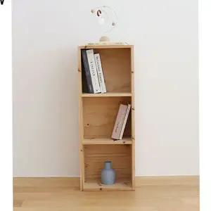 원목 3단 책장 DIY 사무실 다용도 삼나무 3단 책장 내추럴 수납장 선반장 진열장 정리함 책꽂이 학생