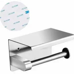 무타공 휴지 걸이 선반형 벽걸이 스텐레스 욕실 휴지 걸이 수건 화장실 휴지통 수납