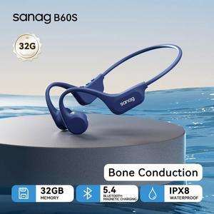 SANAG B60S PRO 골전도 SANAG 세나 MP3 블루 수영이어폰 수영