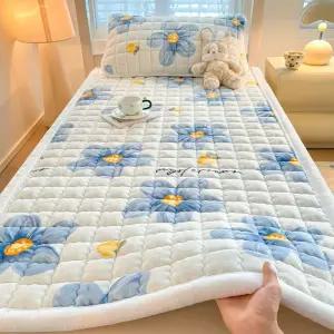 극세사 매트리스 패드 겨울 A_레인보우 밀크벨벳 따뜻한 스트립 기숙사용