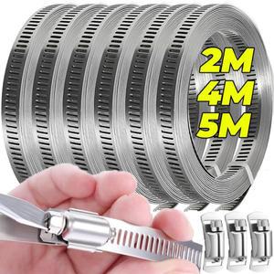 호환상품 스테인리스 스틸 파이프 클램프 조절식 호스 세트 금속 스트랩핑 홀 포함 수도꼭지 물 밴드 하드