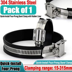 호환상품 304 스테인리스 스틸 고무 라이너가 있는  설치 4구 밴드 클램프 | 극 파이프 및 케이블 고정용으