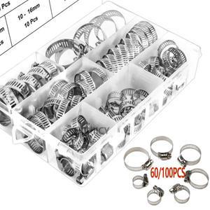 호환상품 60/100개 조절 가능 호스 클램프 스테인리스 스틸 후프 파이프 연료 튜브 수도꼭지 고정용 세트