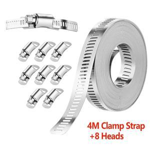 호환상품 조절 가능 대형 호스 클램프 웜 기어 스테인리스 스틸 8개의 패스너 포함 배관 클립 키트
