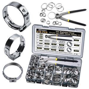 호환상품 210개 단일 이어 호스 클램프 스테인리스 스틸_304 크림프 자동차 파이프 배관용 링 세트