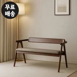 [벤티스가구]커셀 고무나무 원목 2인용 벤치 의자 식탁 카페 긴 의자 주방 등받이 고급 트러플브라운