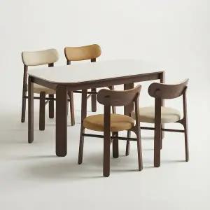 [스코나] 모네드 세라믹 원목 4인 식탁세트(벤치1개+의자2개)