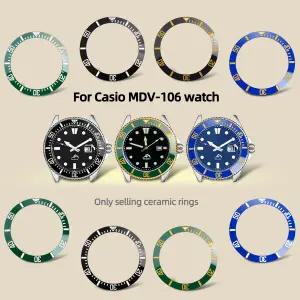 호환  카시오 MDV-106 듀로 소드피쉬 세라믹 인서트 12시 방향 그린 야광 베젤 경사형 41x32.8mm 교체용 시