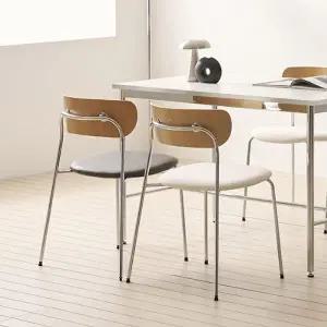 심플한 가죽 카페 의자 인테리어 체어 실버 스틸HW134