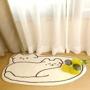 현관러그 욕실 주방 미끄럼방지 고양이 두마리 발매트 중 주방발매트