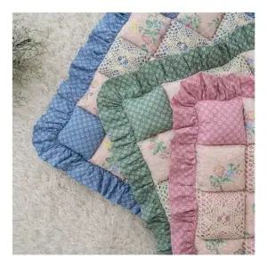 카페트 레이스 스와니 플라워 퀼팅 프릴 쿠션 대나무자리