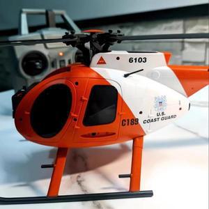 1:28 C189 RC 헬리콥터 MD500 브러시리스 모터 듀얼 원격 제어 모델 6 축 자이로 항공기 장난감 원 클릭 이