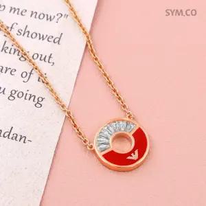 알마니 EG3560 독수리 엠블럼 로즈 골드 톤 큐빅 장식 팬던트 여자 실버 목걸이 d