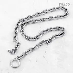 [엠포리오아르마니]알마니 EGS3235 독수리 엠블럼 실버 톤 ID 체인 남자 스틸 목걸이 d