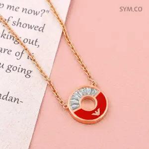 [엠포리오아르마니]알마니 EG3560 독수리 엠블럼 로즈 골드 톤 큐빅 장식 팬던트 여자 실버 목걸이 d