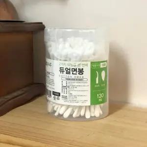 TBZ 맑은하루 듀얼면봉 원형귀이개형 둥근형 120P 종이) 국산면봉 종이면봉 면봉통 나무면봉