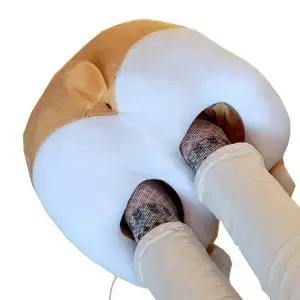 ( )USB 베이지 시바견궁둥이 발난로 발열 방석 풋워머 사무실 발히터 손난로