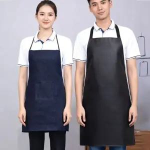 (색상 데님 M)작업용 방수 주문제작 에이프런 2컬러 원피스 앞치마 남녀공용