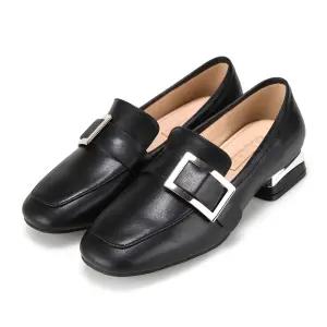 [아루아르][무료반품교환]소가죽 출근룩 데일리 발편한 여성로퍼 3cm_AS26LO005BK