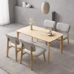 [인터데코]낮아서 더 편한 원목 4인용 식탁 (의자4) TP1162