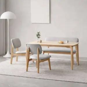 [인터데코]낮아서 더 편한 원목 4인용 식탁 (의자2+벤치1) TP1163