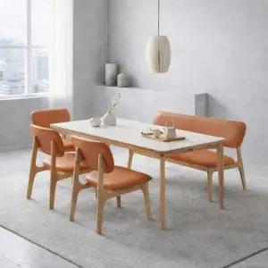 [인터데코]낮아서 편안한 세라믹 6인용 식탁 (의자3+벤치1) TP1159