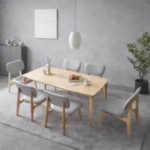 [인터데코]낮아서 더 편한 원목 6인용 식탁 (의자6) TP1164