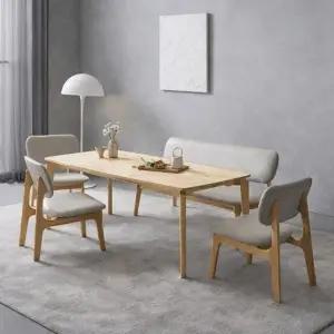 [인터데코]낮아서 더 편한 원목 6인용 식탁 (의자3+벤치1) TP1165