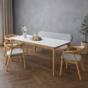 [인터데코]긁힘과 열에 강한 세라믹 6인용 식탁 (의자3+벤치1) TP1135