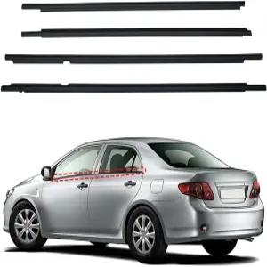 2004-2008 토요타 코롤라 CE/LE/S/XRS 세단 4도어와 호환되는 4pcs 외부 창문 씰 웨더스트립 트림 몰딩이