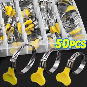 50-10PCS 스테인레스 스틸 호스 클램프 조정 가능 파이프 클립 튜브 수도꼭지 용 도구 물 패스너 하드웨어