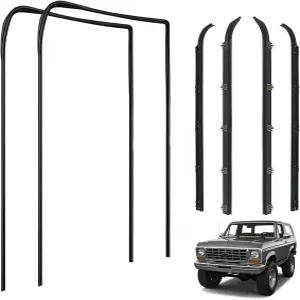 6pcs 현관문 창문 웨더스트립 키트 1980-1986 포드 F100 F150 F250 F350 브롱코 몰딩 스윕 펠트 트림 씰 및