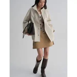 [에잇세컨즈] 체크 안감 중기장 점퍼  아이보리 (356239WC10)