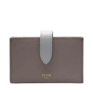 [중고명품] 그레이브라운  스카이블루 카프스킨 아코디언 여성 카드지갑