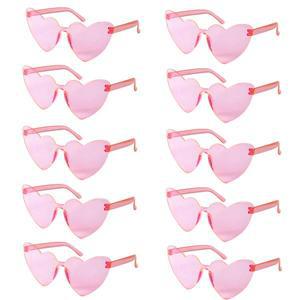핑크 레드 무테 독신 파티 선글라스, 하트 웨딩 신부 호의, 사진 안경, 샤워 장식, 10 개