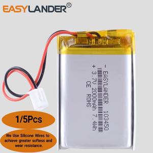 실리콘 와이어 JST2.54 2P 103450 3.7V 2000mAh 충전식 리튬 이온 폴리머 배터리 스피커 패드 DVR 장난감 1