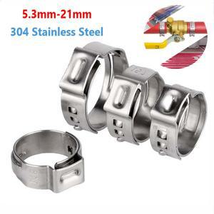 5/10개 304 단일 이어 호스 클램프 스테인레스 스틸 5.3mm-21mm 다양한 종류의 밀봉용 파이프 클립