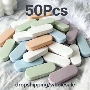호환상품 50개입 캔디 컬러 콘택트렌즈 케이스 키트 휴대용 눈 관리 도구 세트 (남여공용공용 핀셋 및 흡착