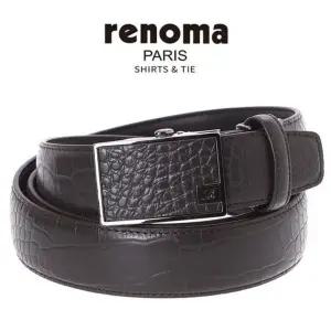 [갤러리아] 레노마 고급스러운 느낌의 악어무늬 가죽 롱기장 브라운 자동벨트 RQSBE1204BW