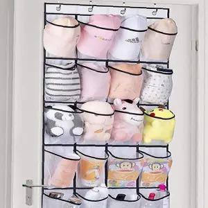 문걸이 투명 포켓 모자 보관함 24칸 벽걸이 의류 소품 정리 수납 선반