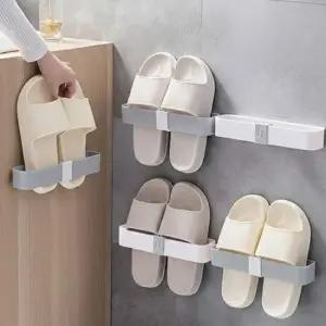 디유 부착형 무타공 신발정리대 실내화 욕실화 거치대 슬리퍼 걸이 1+1 25cm)