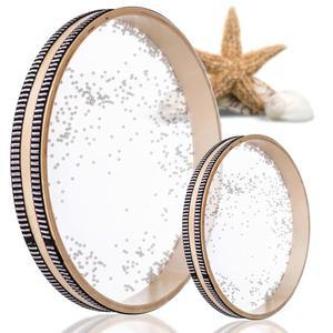 오션 사운드 드럼 2개 팩 - 25.4cm(10인치) 및 10.2cm(4인치) 웨이브 릴 악기 성인용 바다 휴식 명상 요가 가정 용품용