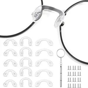 XLiUAX 안경 코 패드 15개 교체용 실리콘 수리 나사 삽입 U자형 액세서리 미끄럼 방지 교체 고정 3가지