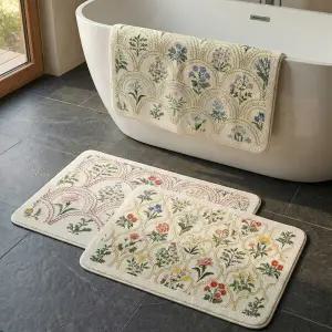 [1+1] 프렌치가든 극세사 발매트 유럽풍 인테리어 논슬립 매트 컬러3종