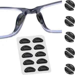 안경 코 패드 업그레이드 소프트 실리콘 접착 안경용 미끄럼 방지 풀 플라스틱 프레임 선글라스(블랙 5쌍)