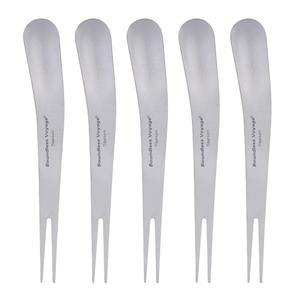 바싱고 티타늄 2-in-1 스크림 스푼 & 과일 포크 세트 여행, 하이킹, 피크닉 이중 사용 디저트 야외 식기, 식기세척기 안전 Ti1126T 5피스 초경량 캠핑 커틀러 (각각 5.6g)