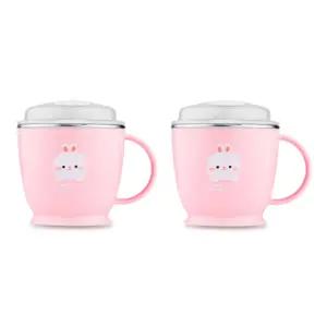 에디슨 유아컵 뚜껑컵 스텐 빨대컵 물컵 180ml 토끼