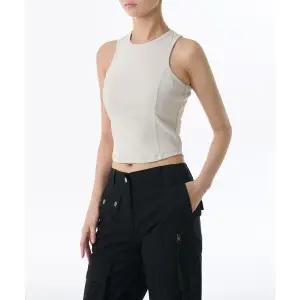 무신사스탠다드 우먼즈 리브드 피그먼트 레이서 백 탱크 탑 화이트 1665576